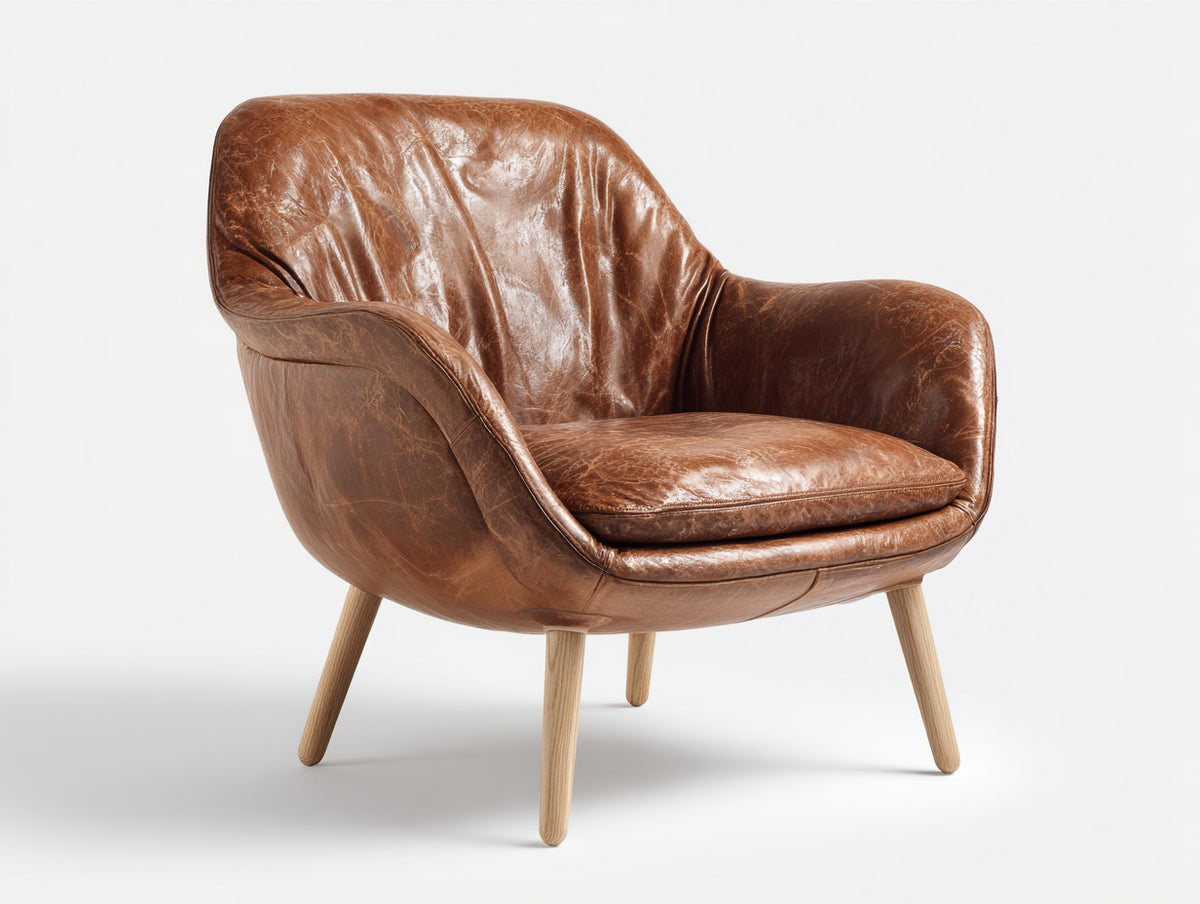 Sessel Kunstleder Holzgestell 80 x 75 x 82 cm Braun Modernes Design mit Armlehnen